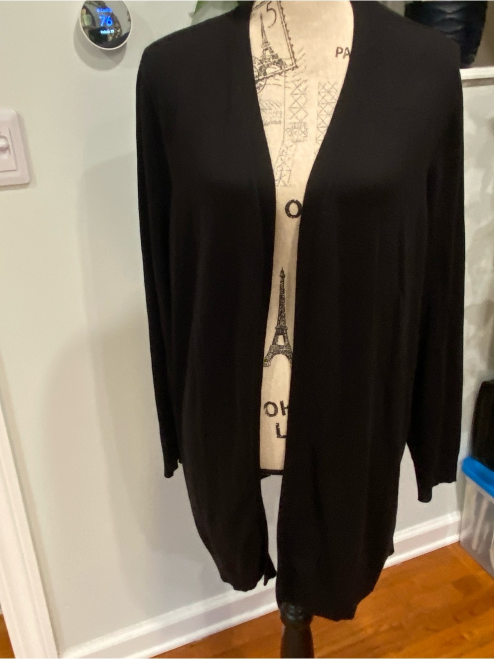 Chico’s XL Classic Black Open Front Lightweight Sweater Cardigan Modern size 3